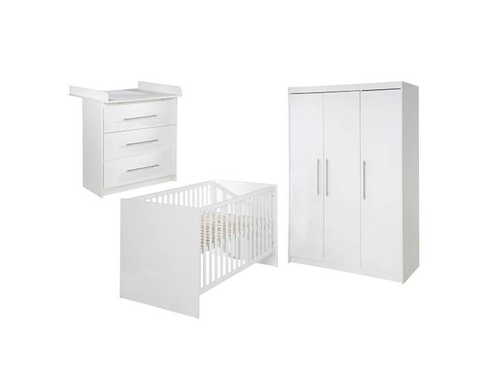 Roba Babyzimmer-Set Maren mit schmaler Wickelkommode 3-teilig, Weiß, Holzwerkstoff, 76x80x142 cm, Baby- und Kindermöbel, Babyzimmer