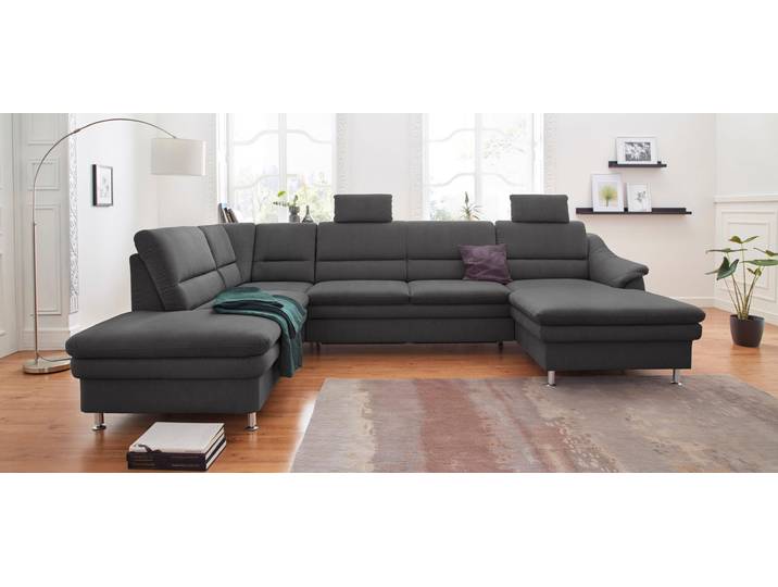 Wohnlandschaft, Grau, 324x90 cm, Luxus-Microfaser, Bettfunktion & Relaxfunktion, Modern, sit&more
