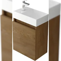 Alpenberger Gäste WC Badmöbel Set Waschbecken mit Unterschrank | Waschbeckenunterschrank Waschplätze | Badschrank Eiche Badezimmermöbel Vormontiert