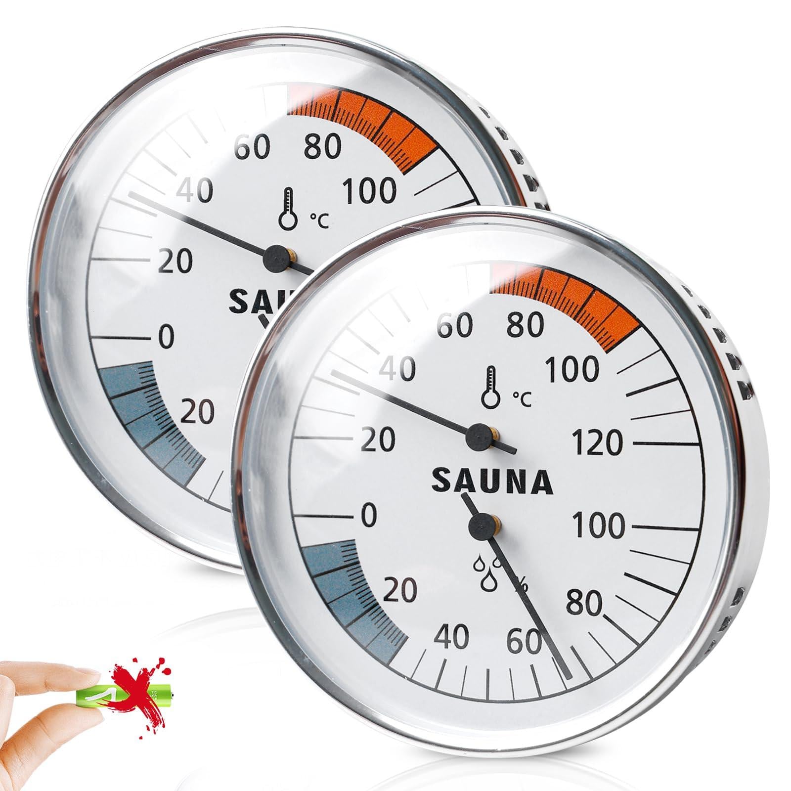 Selius 2-in-1 saunathermometer en hygrometer, 2 stuks