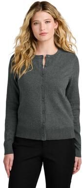 Port Authority LSW2870 Women's Easy Care Crewneck Cardigan Sweater in Charcoal Heather size 4XL   Cotton Blend