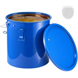 VEVOR Frittierfetteimer Ölentsorgungsbehälter, 22,7 L Frittieröleimer aus Karbonstahl mit Rostfreier Beschichtung, Öltransportbehälter mit Deckel, Filterbeutel zum Filtern von Heißem Speiseöl, Blau