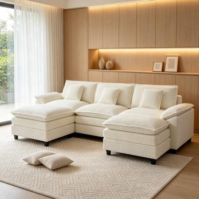 CLICKBIN Oversized Cloud Sectional Sofa with Extra-Deep Seating and Movable Ottoman