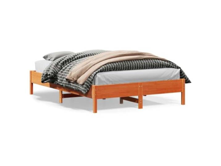 Massives Kiefernholz Stabil Stützbeine Schlafzimmer 150x200 cm Braun Massivholzbett ohne Matratze Wachsbraun 150x200 cm Kiefernholz Stabil Bettgestell Lattenrost Schlafzimmer