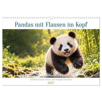 Pandas mit Flausen im Kopf (Wandkalender 2027 DIN A3 quer), CALVENDO Monatskalender