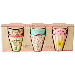 RICE Melamin Becher 6er-Set Funky Prints Pink, Small: L30 x B8 x H11 cm, diverse