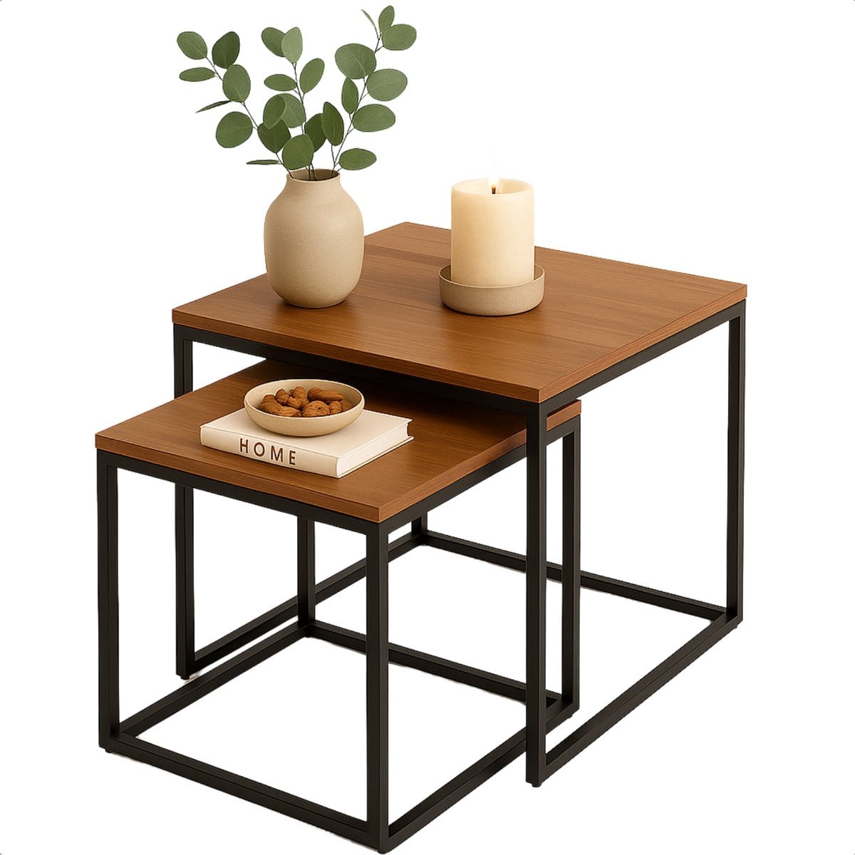 Cheqo Industriële Bijzettafels Set van Nesting Tafels - MDF & Metaal