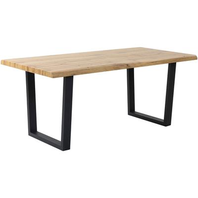 Baumkantentisch DUO COLLECTION "Tisch Thea", braun (wildeiche, nachbildung, naturbraun, schwarz, wildeiche, nachbildung, naturbraun), B:180cm H:76cm T:90cm, Tische, Massives Kufengestell aus Metall, Belastbarkeit bis 100 kg