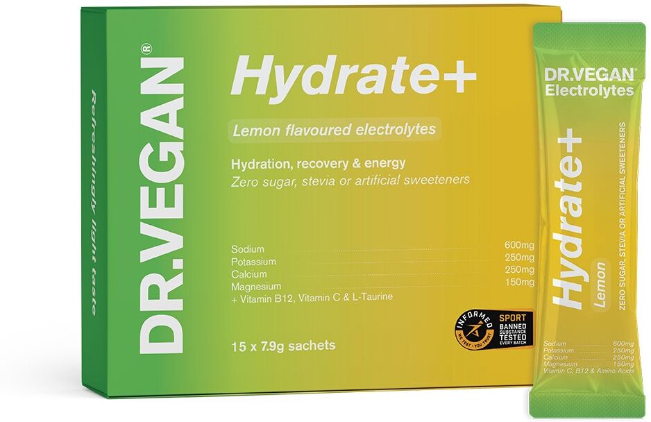 Dr Vegan Hydrate+ Lemon, Box Of 15 X Single Serve Sachets