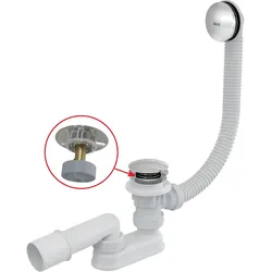 Alcadrain Badewannen-Ab- und Überlaufgarnitur CLICK/CLACK, Metall 80 cm
