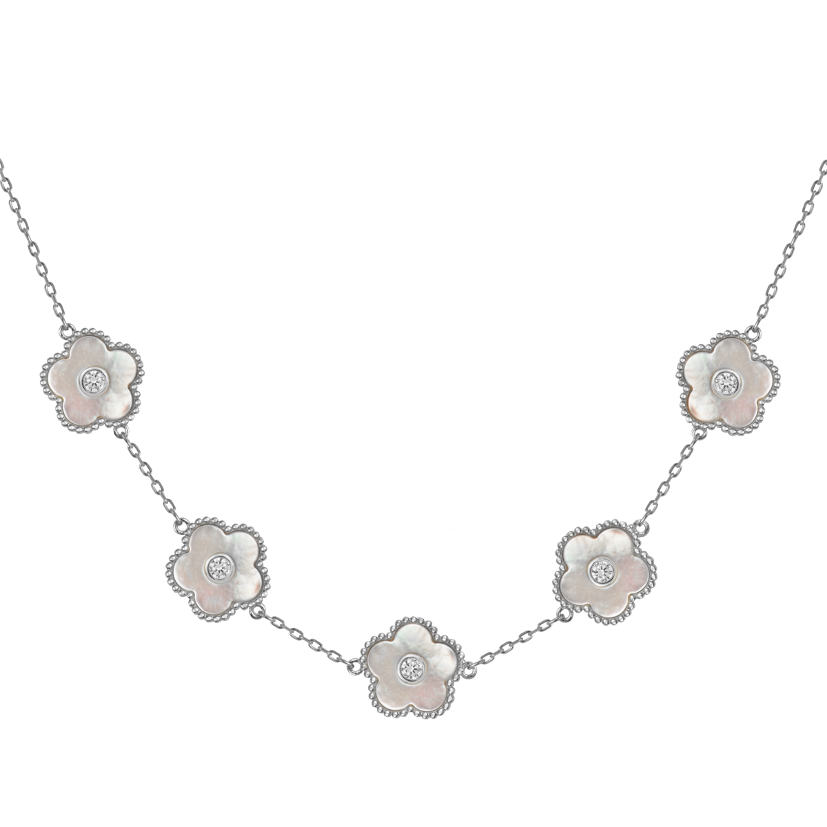 Jacques Lemans Kette Blumen Sterlingsilber mit Perlmutt/Zirkonia
