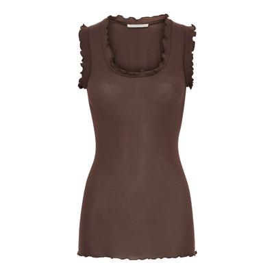 Funktionstop SEAMLESS BASIC "Seamless Basic Top Flounce", Damen, Gr. L/XL, braun (java), Obermaterial: 100% Baumwolle, Tops