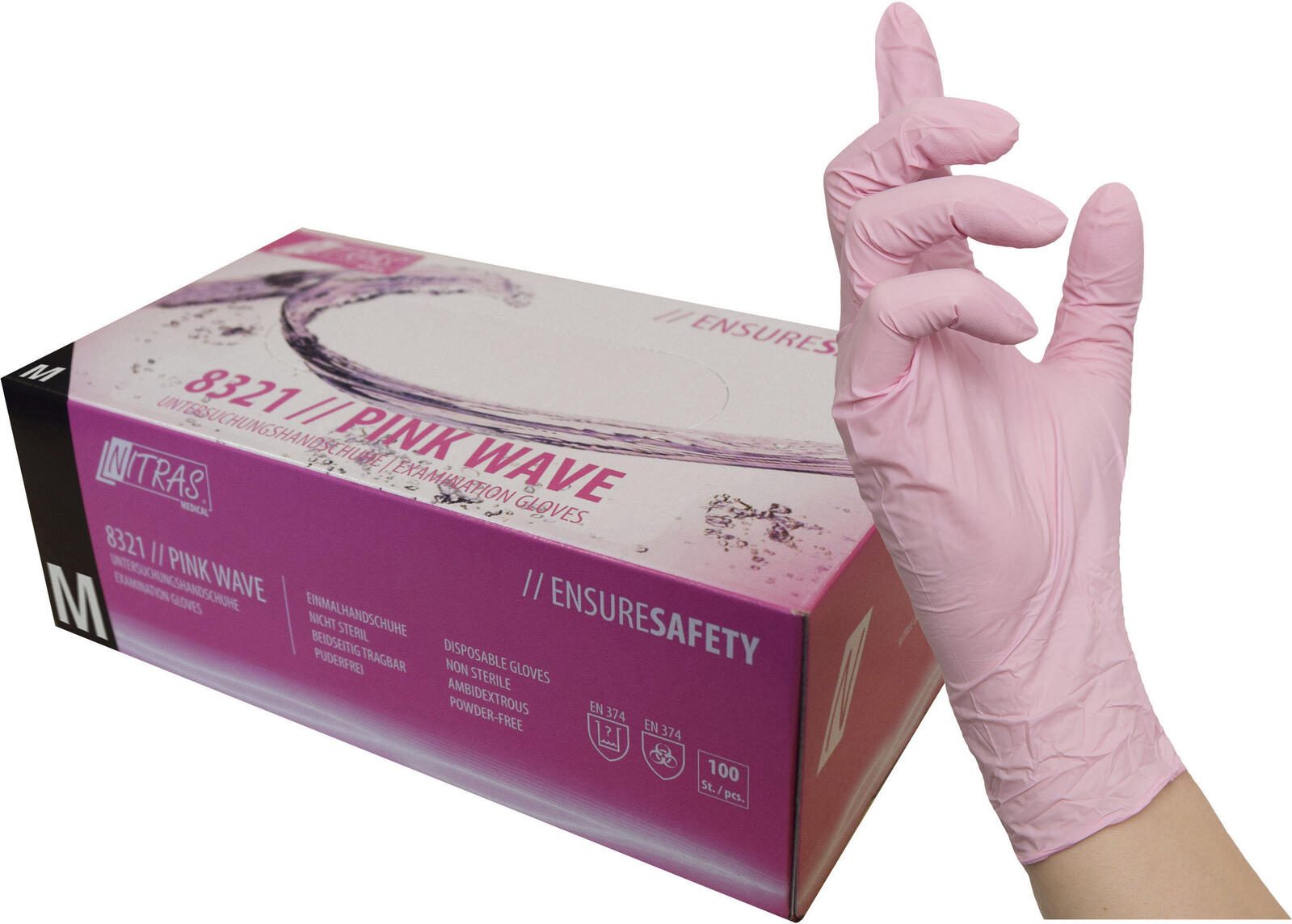 NITRAS® Einmalhandschuhe PINK WAVE M rosa 8321