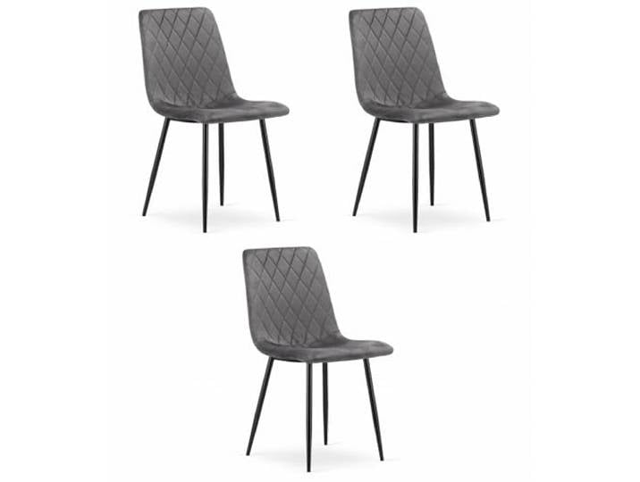 Best For Home Esszimmerstühle Dunkelgrauer Samtstühle 3er-Set gepolsterte Stühle Bequeme Stühle mit Metallbeinen Modernes Design für Wohnzimmer, Küche, Esszimmer