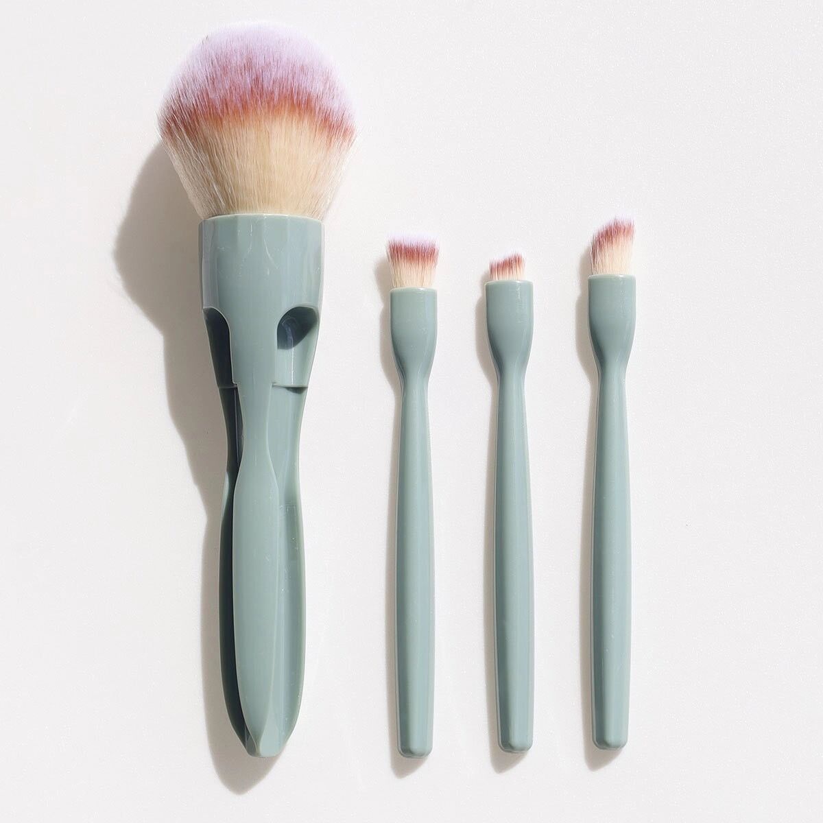 INF 4-in-1 magnetisches Make-up-Pinsel-Set – Kompaktes Reise-Tool mit ABS-Griff und weichen Borsten für Lidschatten, Kontur und Grün