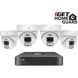 iGet HGNVK84804 - Kamera-PoE-Set, 2K Auflösung, 8-Kanal NVR + 4x Kamera mit Ton, IR + LED, CZ-App, Netzwerkkamera