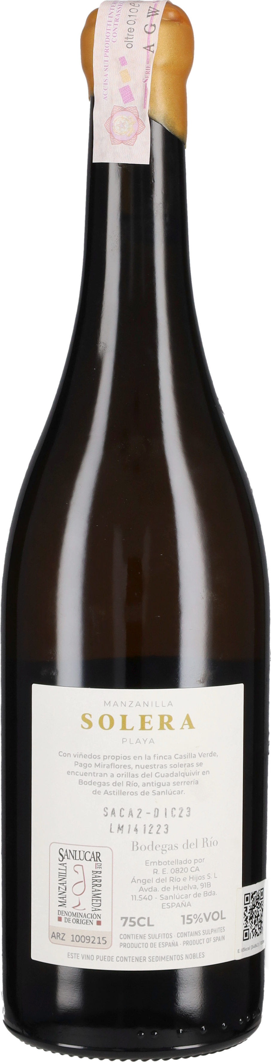 Manzanilla Solera Playa Bodega del Rio 2022