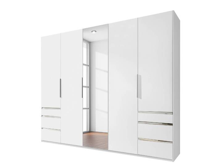 Drehtürenschrank Level 36A 250 x 216cm Weiß/Alpinweiß mit Spiegeltür/-en