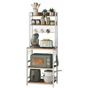 Vasagle Küchenregal KKS037W41EU, walnuss, mit Steckdosenleiste, 60 x 170 x 40cm