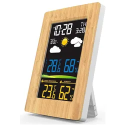 Livoo Wetterstation Holzeffekt, Wetterstation, Schwarz