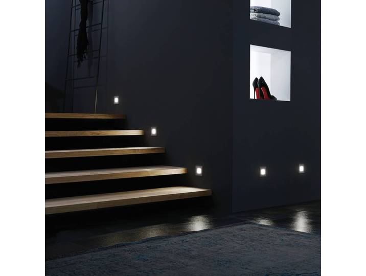 Hera LED-Wandeinbauleuchte Wall F, grau, 1,8 W, 7,5 x cm LED F, alu / grau / zink, für Flurbereich, Metall, Modern