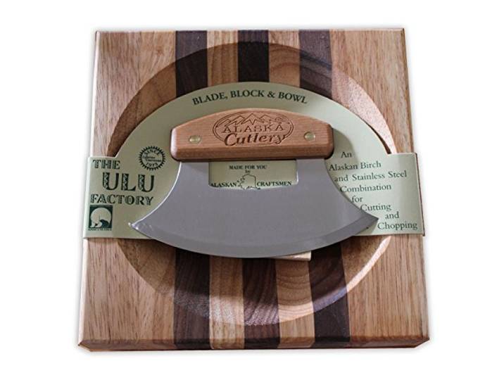 Ulu Factory Ulu Bowl set Birch Handle AK Cutlery by Alaska Ulu Factory