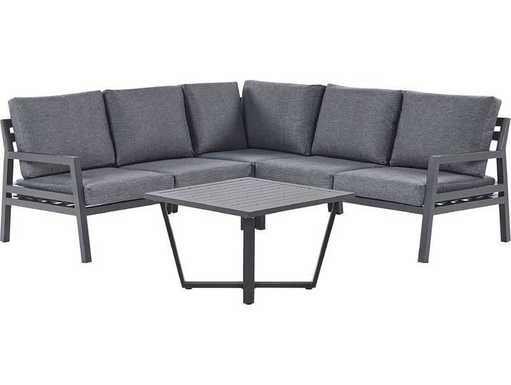 BELIANI Gartenset / Loungeset Dunkelgrau 5-Sitzer mit Gartentisch aus Aluminium Inkl. Polyester Auflagen Garten-, Terrasse-Zubehör Outdoor Modern