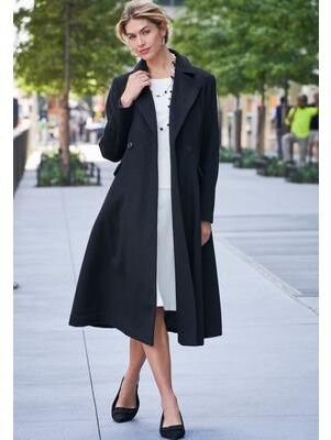 Plus Size Women's Trapeze Wool-Blend Coat by Jessica London in Black (Size 14 W)