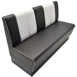 BIG Möbel GmbH Gastro Sitzbank Americano Retro | Dinerbank Schwarz & Weiß | 160 cm breit | Amerikanische Sitzbank