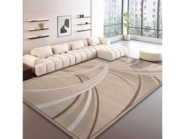 QJDTZMD Area Teppich,Wohnzimmer Groß FläChiger Teppich Waschbarer Teppich Weich,FüR Schlafzimmer,Nachttisch,KüChe,Flur,Moderne Linien braun,200x300cm