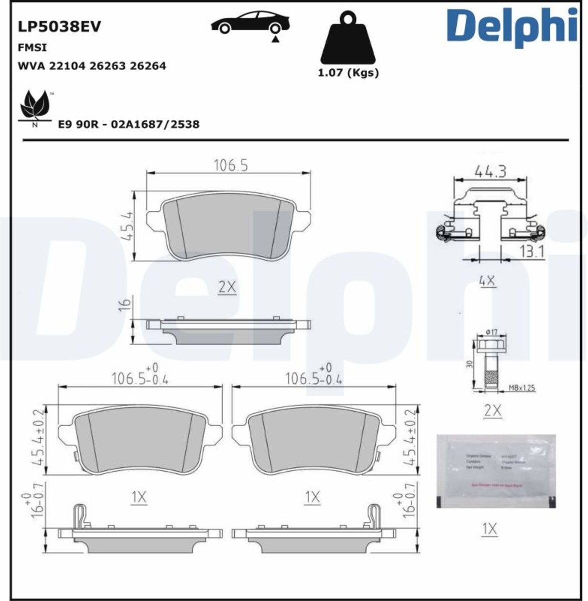 Bremsbelagsatz DELPHI LP5038EV