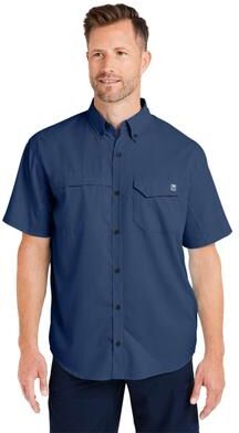 HUK H150171 Athletic Men's Tide Point Short Sleeve Shirt in Naval Academy size Large   Polyester