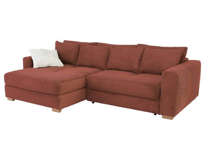 Ecksofa Cord Schlaffunktion rost Bettkasten 288 x 186 cm - KAMPEN