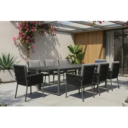 OUTFLEXX Garten-Essgruppe, anthrazit, Alu, Ausziehtisch 180/270x100 cm, 8 Diningsessel