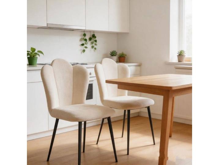 Chleby Chaise à pétales en velours scandinave Lot de 2 Chaise de salle à manger Pieds en métal Pour Cuisine Chambre Coiffeuse