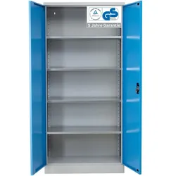 PROREGAL Stahlschrank BEE mit 5 lackierten Fachböden | HxBxT 195x92x50cm | Grau-Lichtbau | Werkstattschrank Werkzeugschrank Aktenschrank