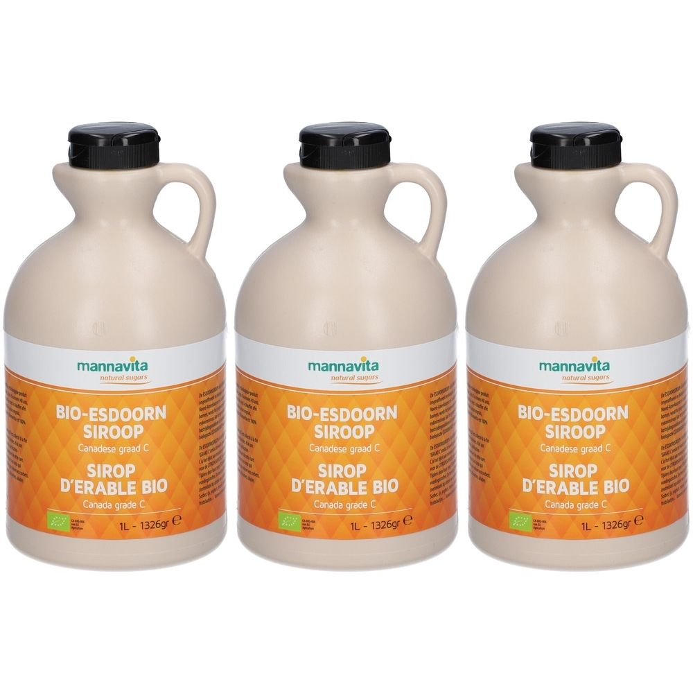 3x Mannavita Ahornsiroop Graad C ok Nlfr 3x1 l Sirup