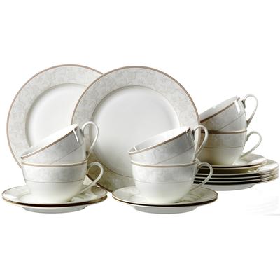 Kaffeeservice RITZENHOFF & BREKER "Geschirr-Set, Service ISABELLA", weiß (weiß, beige), 18 Stk., Porzellan, Geschirr-Sets, Kaffeeservice, extravagantes Design, 18 Teile, für 6 Personen