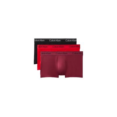 Trunk "LOW RISE TRUNK 3PK", Herren, Gr. XXL (56), Jersey, rot (schwarz, goji berry, established rot), Jersey, Obermaterial: 88% Polyester, 12% Elasthan, CALVIN KLEIN UNDERWEAR, unifarben, körpernah, Unterhosen, Regular fit mit elastischem Bund