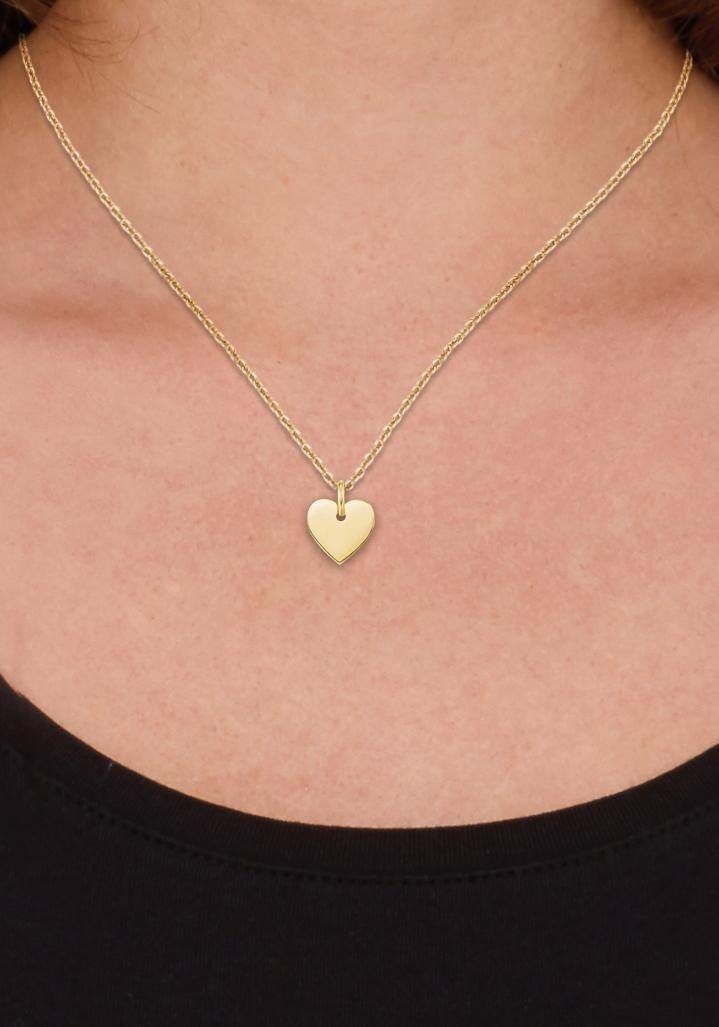 Kette mit Anhänger AMOR "Schmuck Geschenk Halskette Herz", gold (gelbgoldfarben), Halsketten, Damen, Gelbgold 585, Kette mit Anhänger