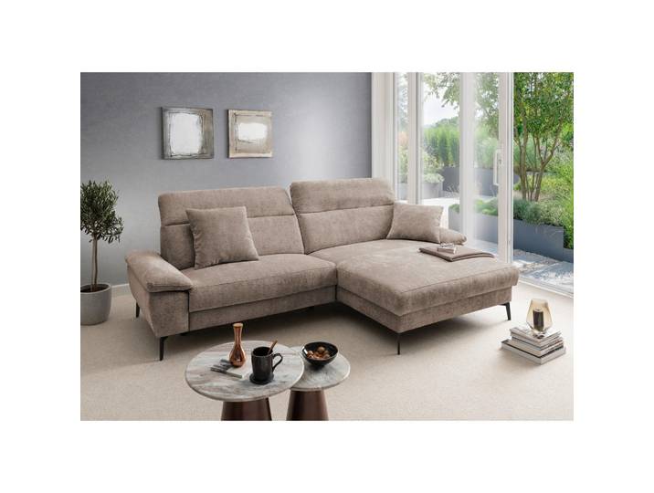 Livetastic Ecksofa Cancelli, Braun, Metall, Uni, 4-Sitzer, Füllung: Schaumstoff, Ottomane rechts, L-Form, 300x178 cm, seitenverkehrt erhältlich, Rücken echt, Wohnzimmer, Sofas & Couches, Wohnlandschaften, Ecksofas