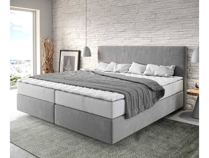 Boxspringbett Dream-Well Mikrofaser Grau 200x200 cm mit Taschenfederkernmatratze und Topper Visco, Boxspringbetten