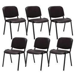 CLP 6er Set Besucherstuhl Ken Kunstleder braun
