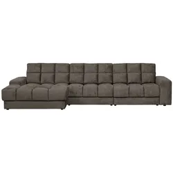 Ecksofa Chaiselongue Date aus Struktursamt, klassisch, links, Mountain Dunkelgrau, gepolstert
