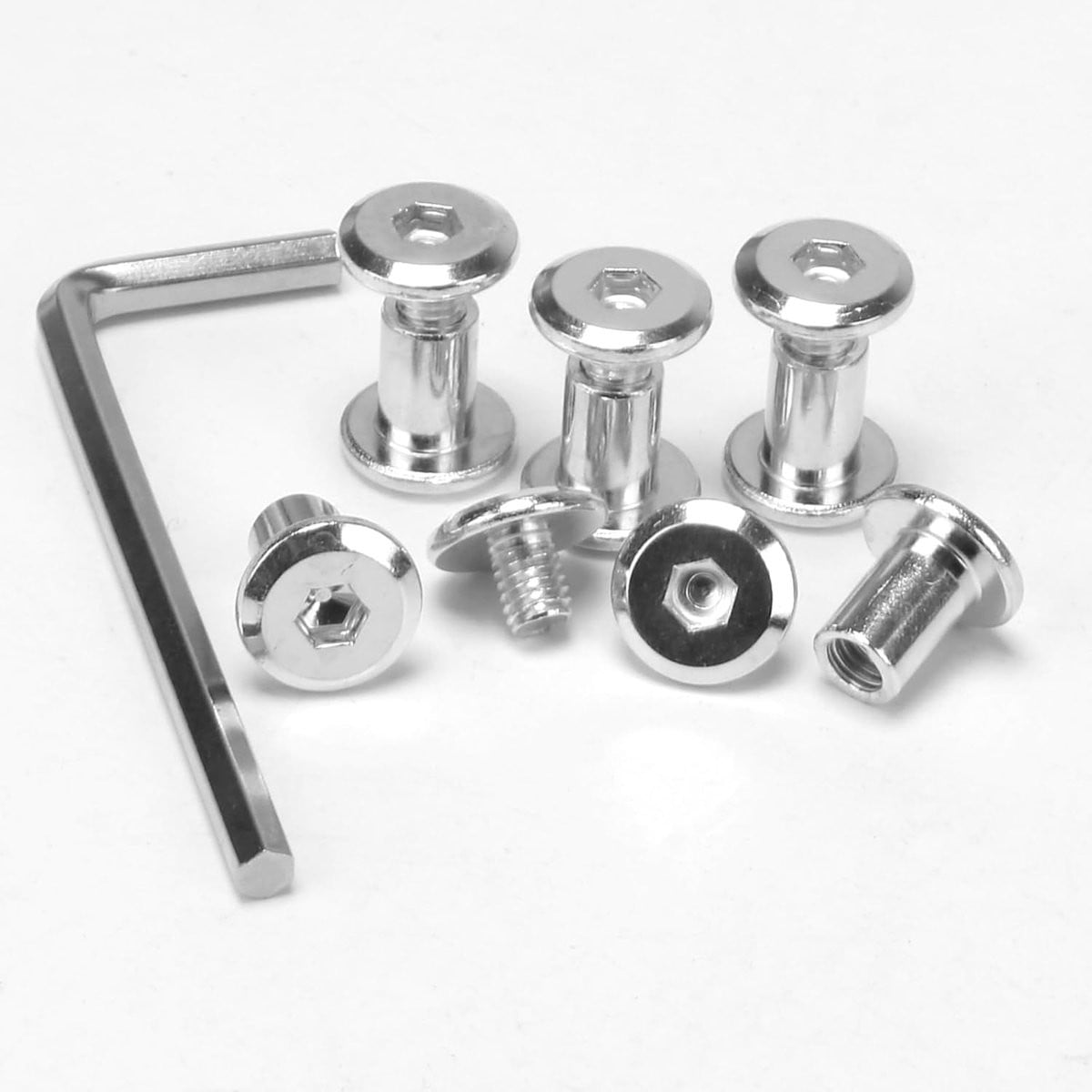 Sets M6 x 10 mm verbindingsschroeven met huls van roestvrij staal voor meubels en houten planken