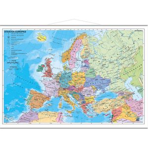 Stiefel Europakarte Staaten Europas, mit Metallleisten, Poster aus laminiertem Karton, politische Karte, 63 x 46 cm
