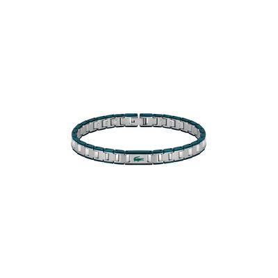 Gliederarmband LACOSTE "METROPOLE EDGE", edelstahlfarben, grün, Armbänder, Herren, 19cm, Edelstahl, Gliederarmband, Emaille