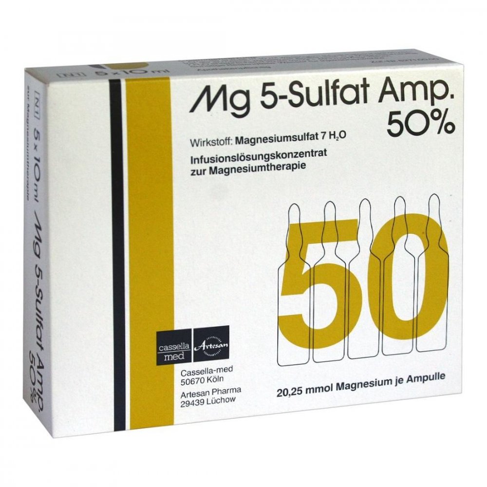 DROSSAPHARM GmbH Mg 5 Sulfat Ampullen 50% Infusionslösungskonzentrat 03273980