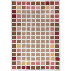 WOLLTEPPICH handgetuftet HAMPS, Quadratraster, Rosa, 140 x 200 cm