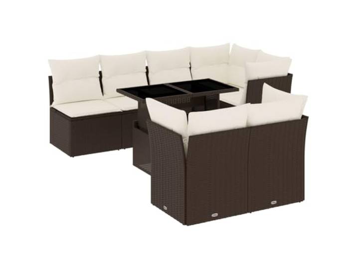 PUGYNBK Garten-Sofa-Set, 8-teilig, synthetisches Rattan, Braun Verstellbare Tischplatte, dicke abnehmbare Kissen, modulares Design, für den Außenbereich